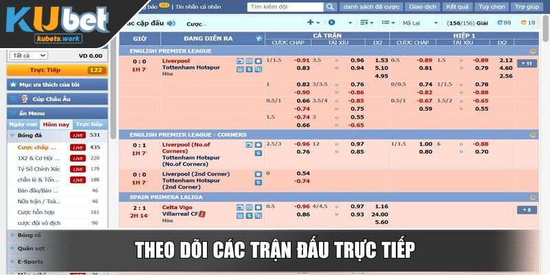 Theo dõi các trận đấu trực tiếp