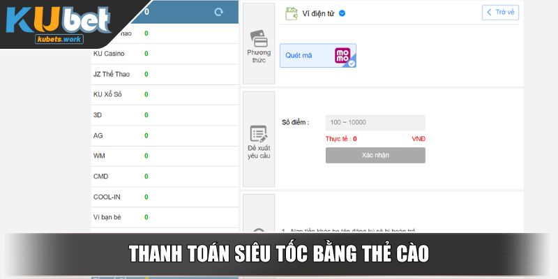 Thanh toán siêu tốc bằng thẻ cào