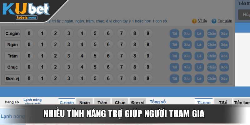Nhiều tính năng trợ giúp người tham gia